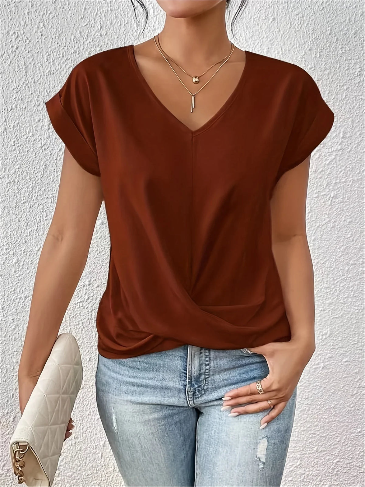 Adriana - Women's Sweetheart V-Neck Wrap Top