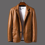 Adalbert - Men's Notch Lapel Faux Leather Blazer