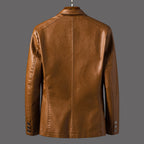 Adalbert - Men's Notch Lapel Faux Leather Blazer