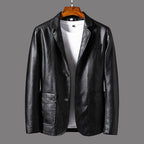 Adalbert - Men's Notch Lapel Faux Leather Blazer