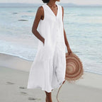 Adeli - Women's Button-Front V-Neck Tiered Dress