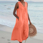 Adeli - Women's Button-Front V-Neck Tiered Dress