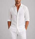 Alan - Men's Button-Front Linen Shirt