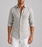 Alan - Men's Button-Front Linen Shirt