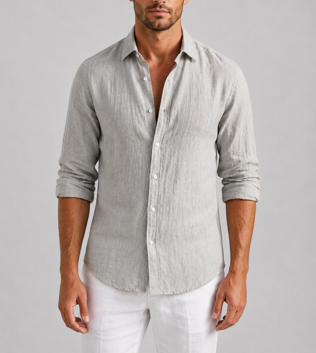 Alan - Men's Button-Front Linen Shirt