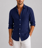 Alan - Men's Button-Front Linen Shirt