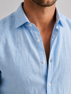 Alan - Men's Button-Front Linen Shirt
