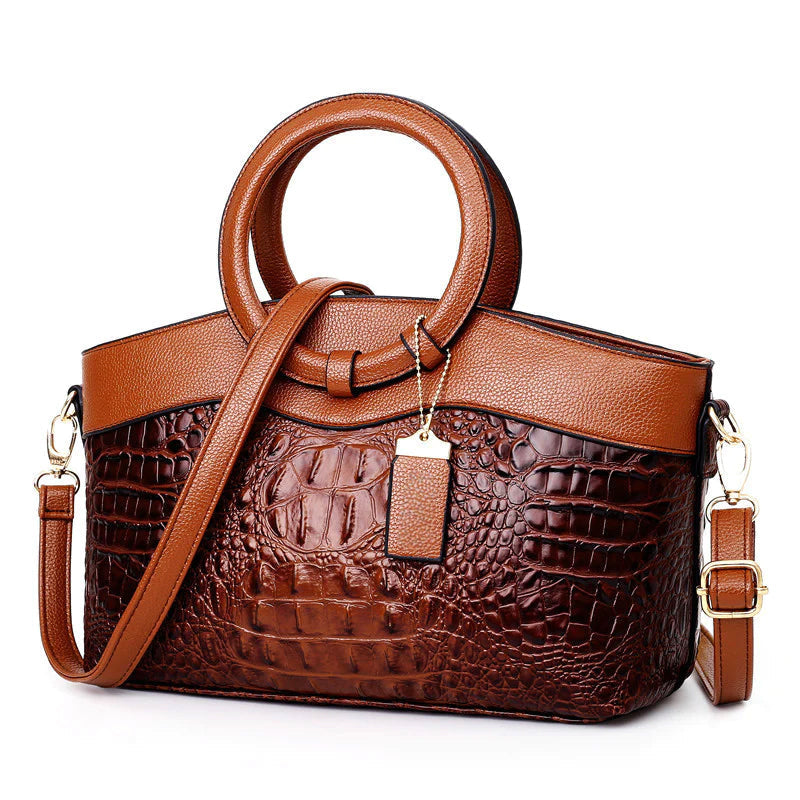 Alanna - Women's Crocodile-Embossed Top Handle Satchel