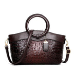 Alanna - Women's Crocodile-Embossed Top Handle Satchel