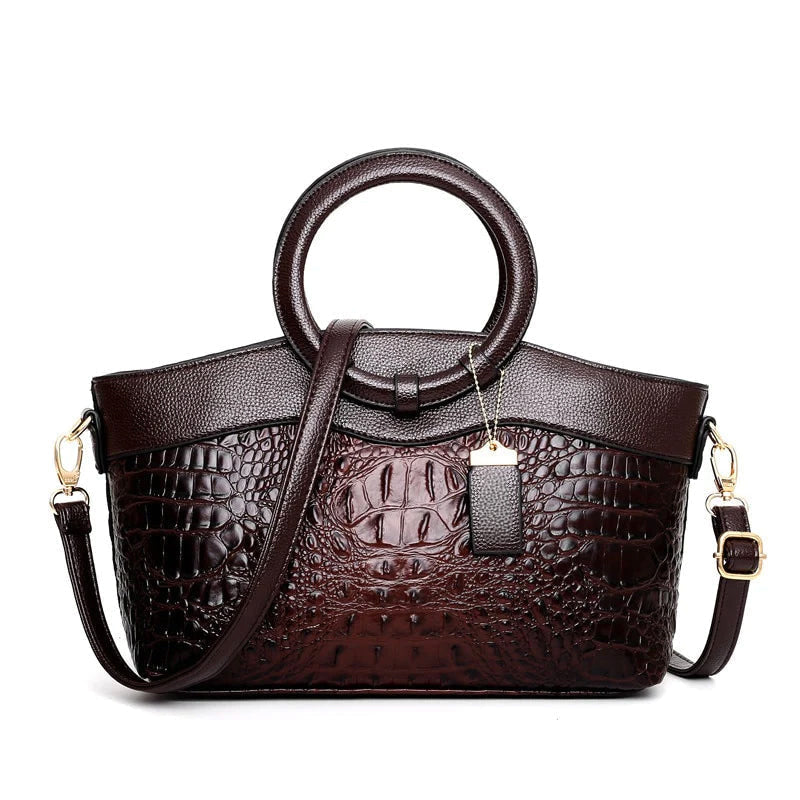 Alanna - Women's Crocodile-Embossed Top Handle Satchel