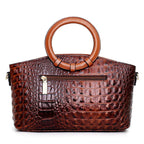 Alanna - Women's Crocodile-Embossed Top Handle Satchel