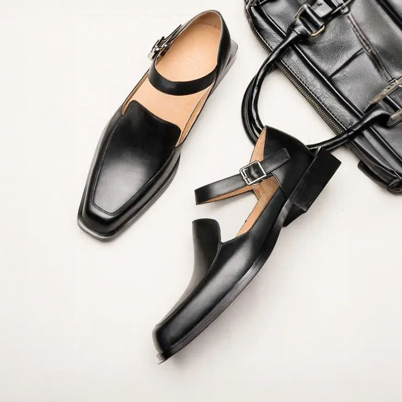 Alessandro - Men's Monk Strap Square Toe Shoes
