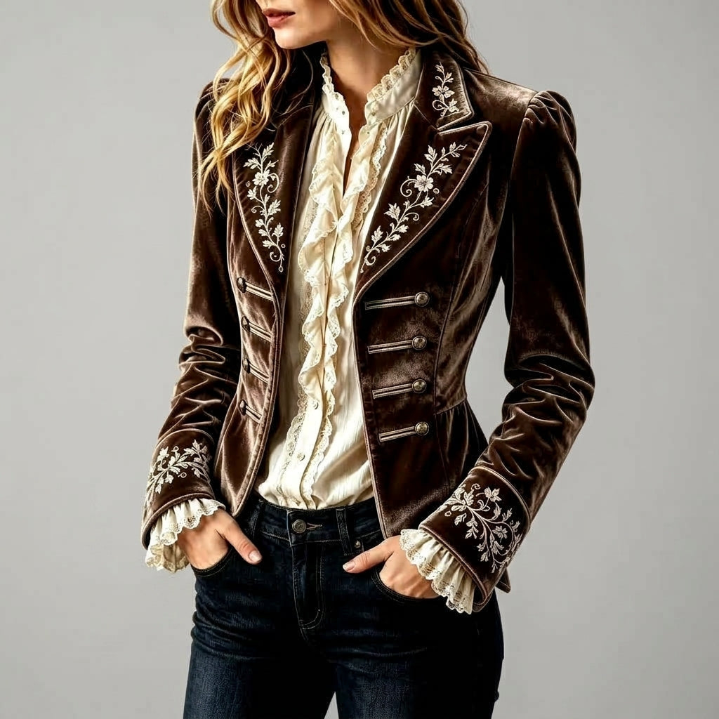 Alice - Women's Double-Breasted Velvet Blazer 
