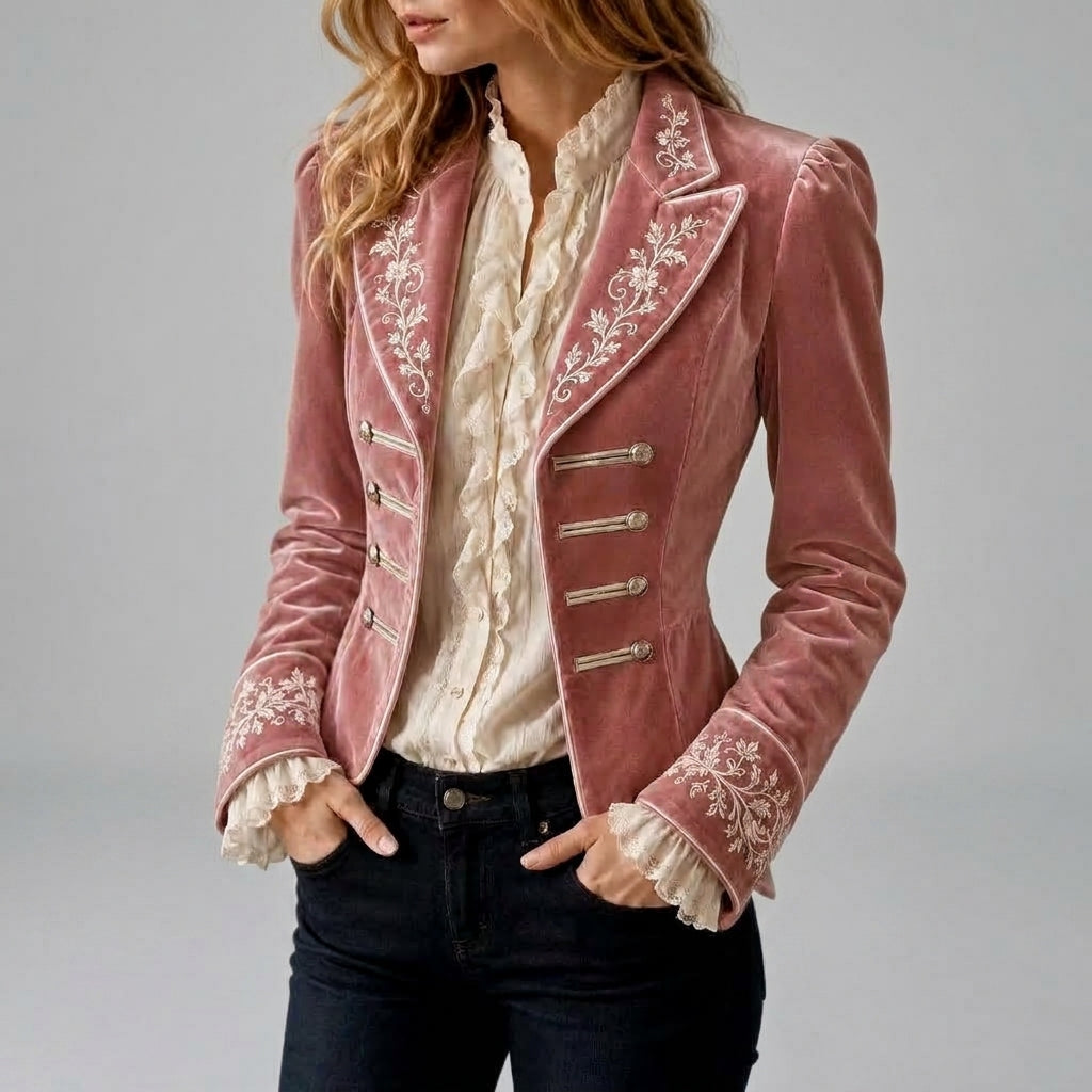 Alice - Women's Double-Breasted Velvet Blazer 