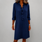 aliya - Women's Ruffle V-Neck Shift Dress