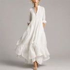 Althea - Women's V-Neck Tiered Elegant  Dress with Ruffled Hem