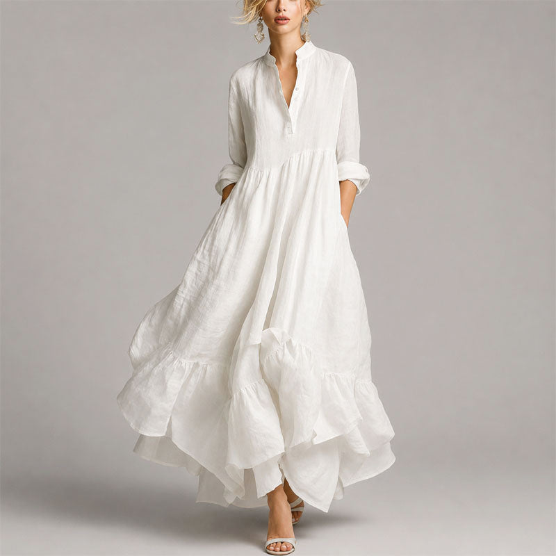 Althea - Women's V-Neck Tiered Elegant  Dress with Ruffled Hem