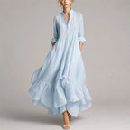 Althea - Women's V-Neck Tiered Elegant  Dress with Ruffled Hem