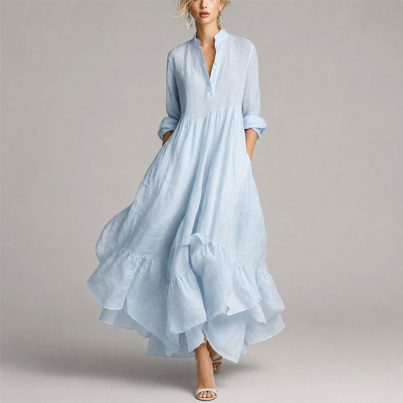 Althea - Women's V-Neck Tiered Elegant  Dress with Ruffled Hem