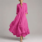 Althea - Women's V-Neck Tiered Elegant  Dress with Ruffled Hem