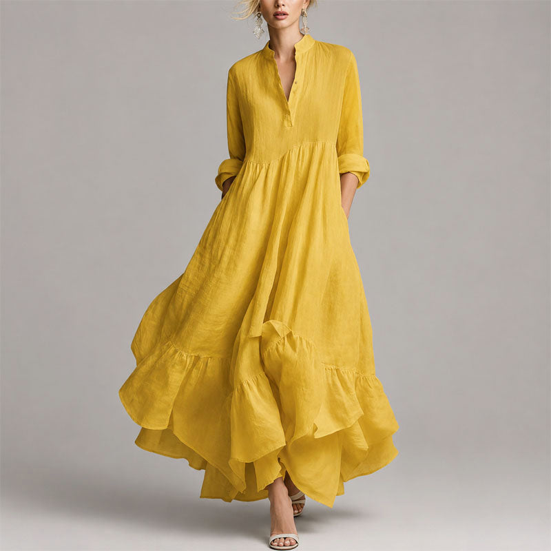 Althea - Women's V-Neck Tiered Elegant  Dress with Ruffled Hem