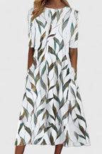 Amber - Women's Botanical Print A-Line Dress