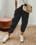 Amoret - Women's Drawstring Linen Cropped Trousers