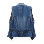 Anahi - Women's Notch-Lapel Denim Vest 