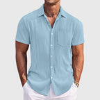 Anderson - Men's Ribbed Texture Short Sleeve Shirt with Chest Pocket