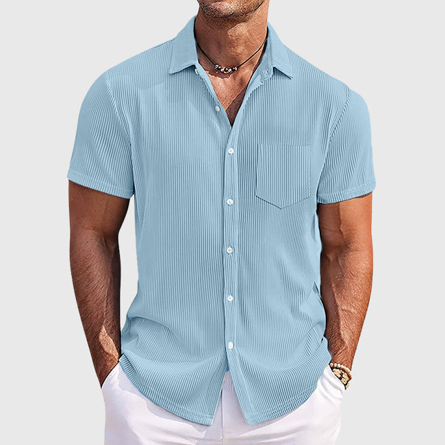 Anderson - Men's Ribbed Texture Short Sleeve Shirt with Chest Pocket