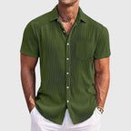 Anderson - Men's Ribbed Texture Short Sleeve Shirt with Chest Pocket