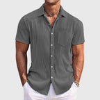 Anderson - Men's Ribbed Texture Short Sleeve Shirt with Chest Pocket
