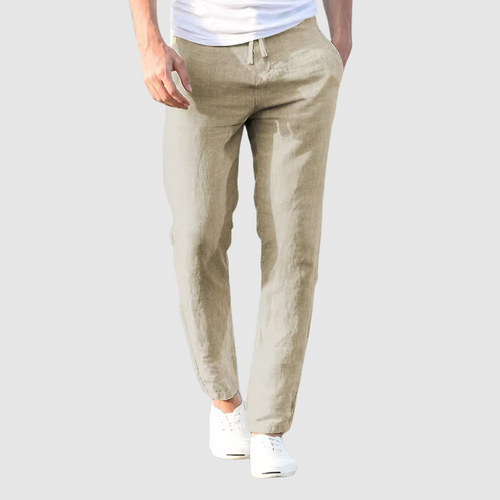 Anthony - Men's Straight Leg Drawstring Linen Pants