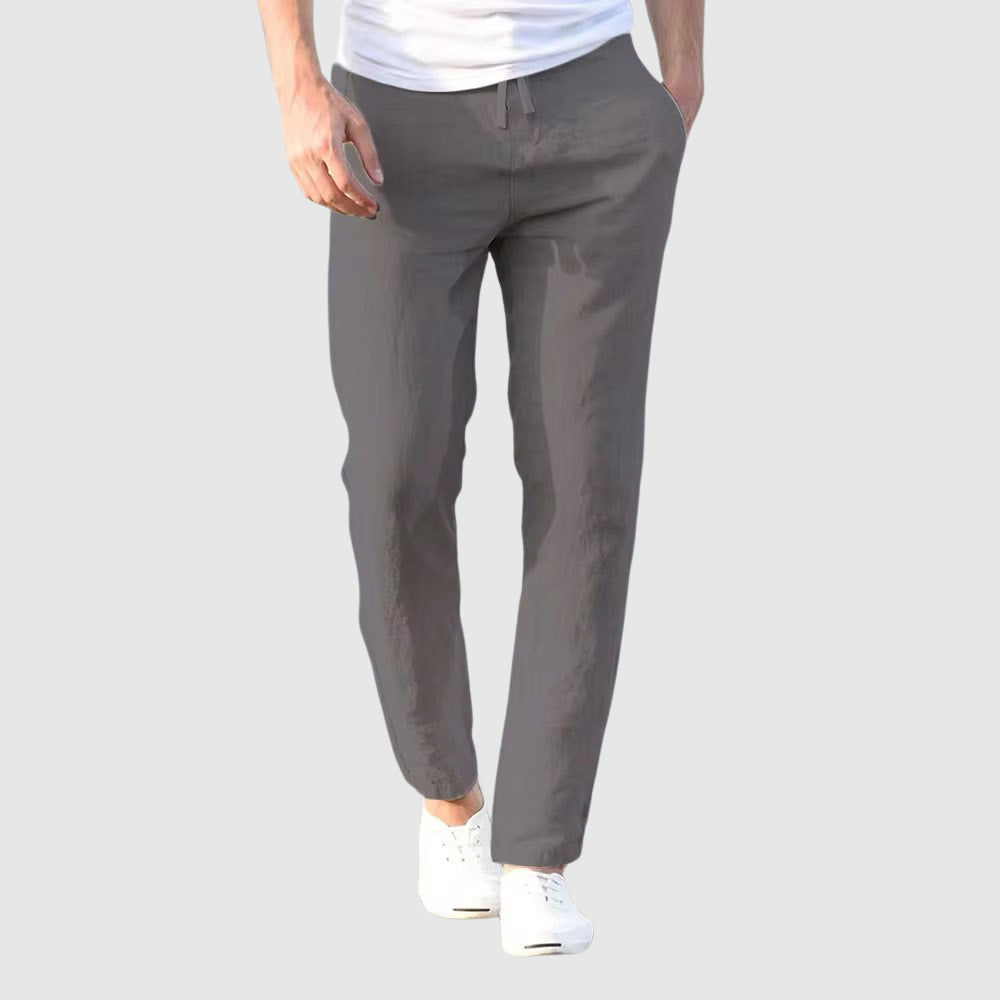 Anthony - Men's Straight Leg Drawstring Linen Pants