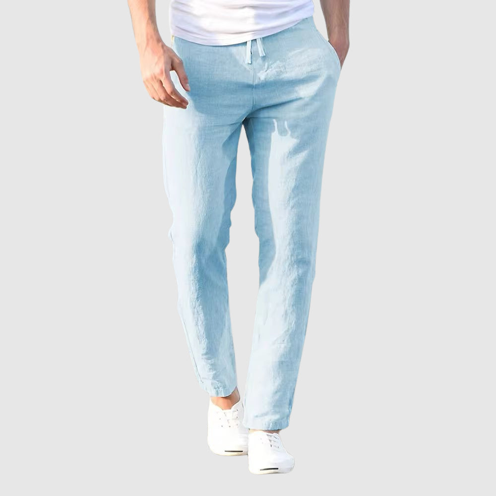 Anthony - Men's Straight Leg Drawstring Linen Pants