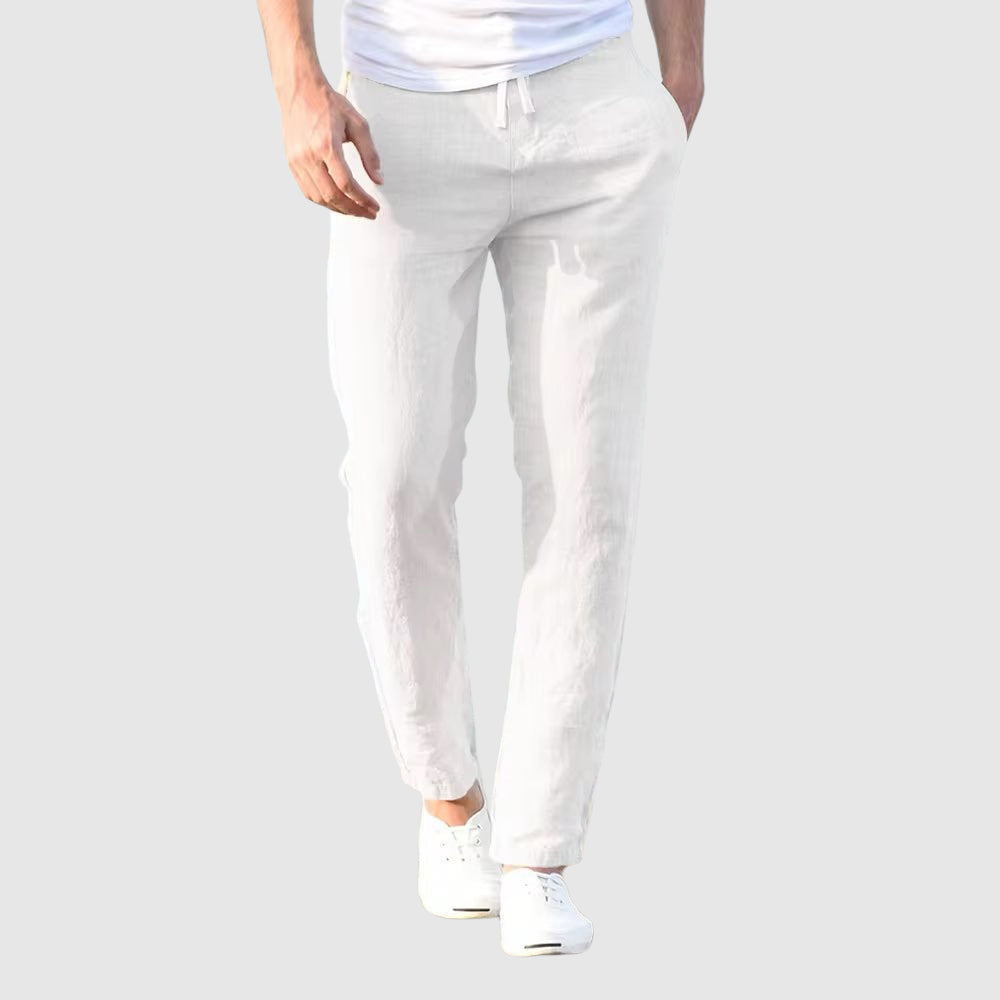 Anthony - Men's Straight Leg Drawstring Linen Pants