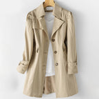 Antonella - Women's Button-Front Notch Lapel Trench Coat