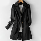 Antonella - Women's Button-Front Notch Lapel Trench Coat