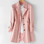 Antonella - Women's Button-Front Notch Lapel Trench Coat