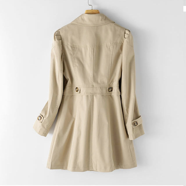 Antonella - Women's Button-Front Notch Lapel Trench Coat