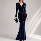 Arielle - Women's V-Neck Ruched Evening Dress
