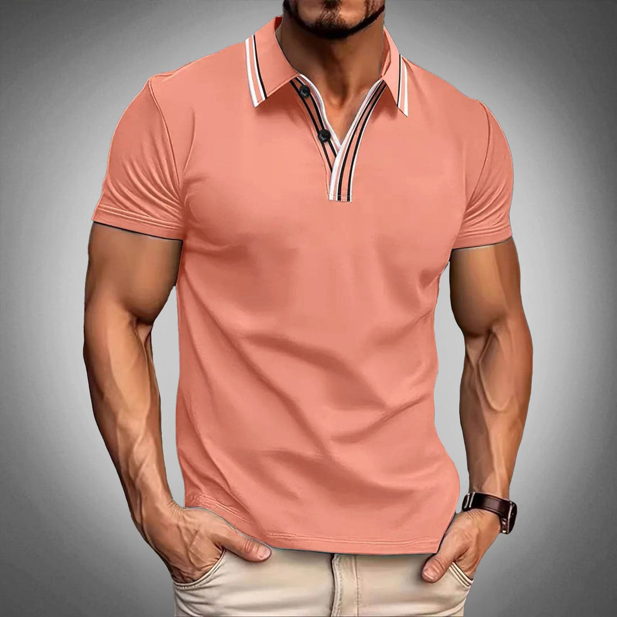 Arjun - Men's Contrast Collar Short Sleeve Polo Shirt