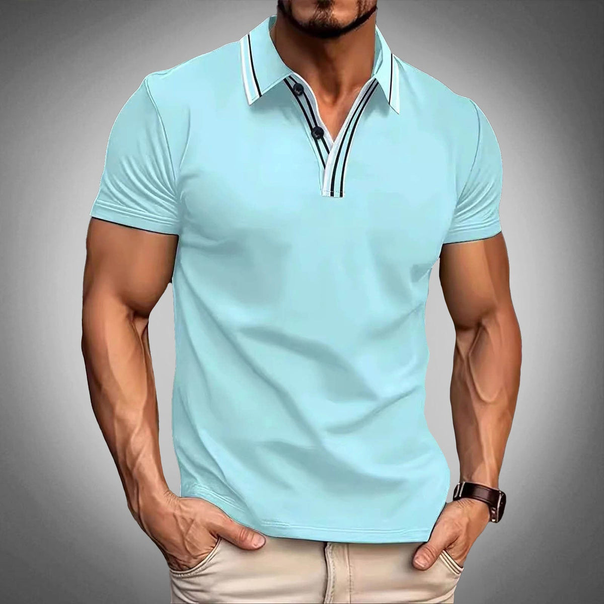 Arjun - Men's Contrast Collar Short Sleeve Polo Shirt