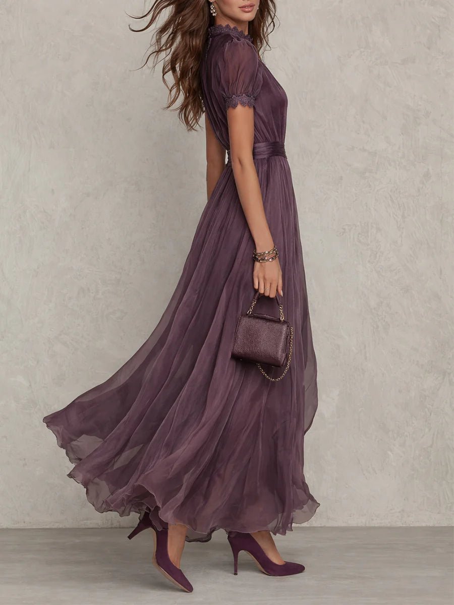 Aurora - Women's Keyhole Neckline Chiffon Dress 