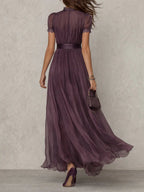 Aurora - Women's Keyhole Neckline Chiffon Dress 