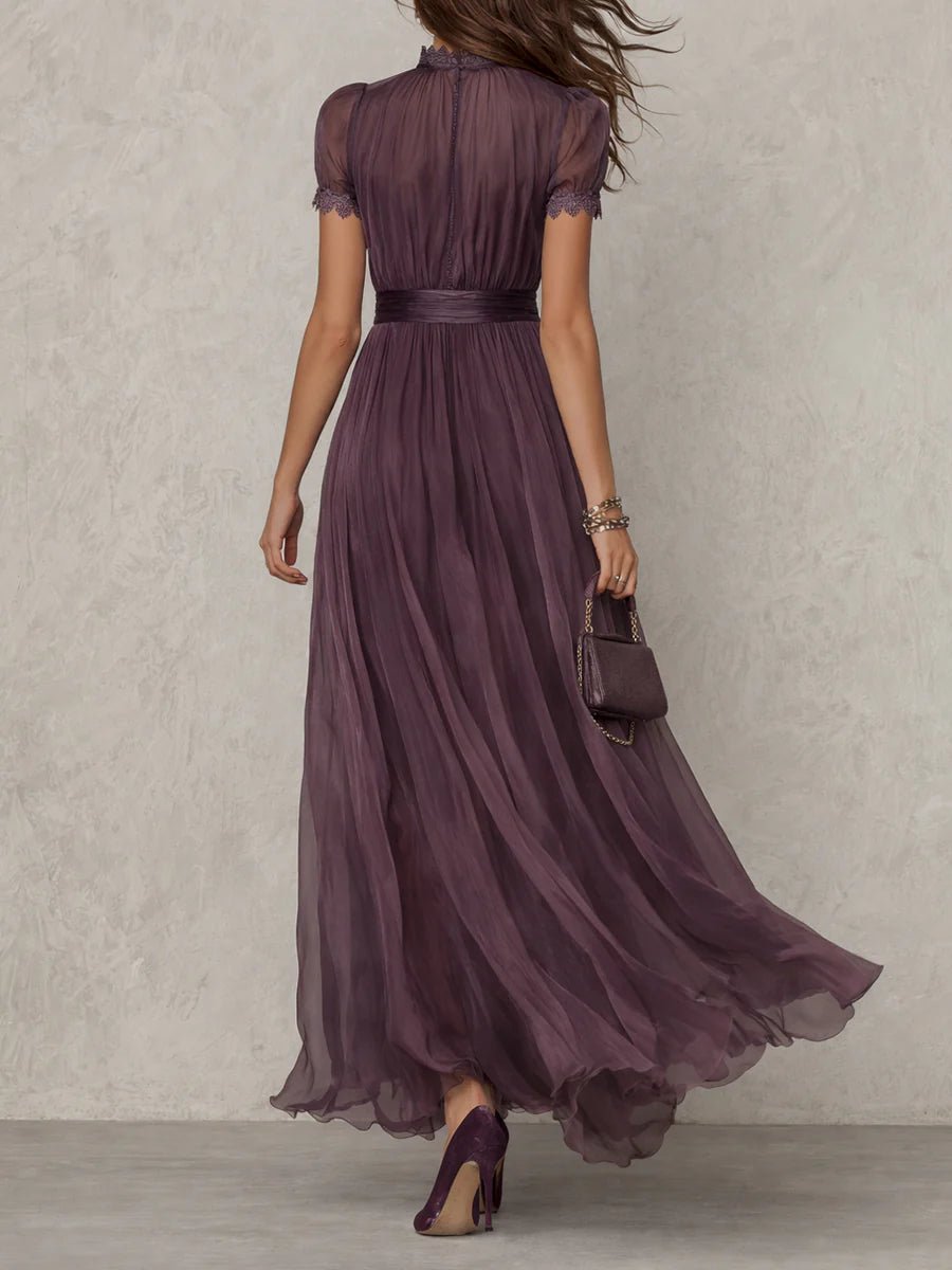 Aurora - Women's Keyhole Neckline Chiffon Dress 