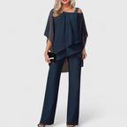 Autumn - Women's Asymmetrical Overlay Palazzo Pant Set