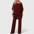 Autumn - Women's Asymmetrical Overlay Palazzo Pant Set