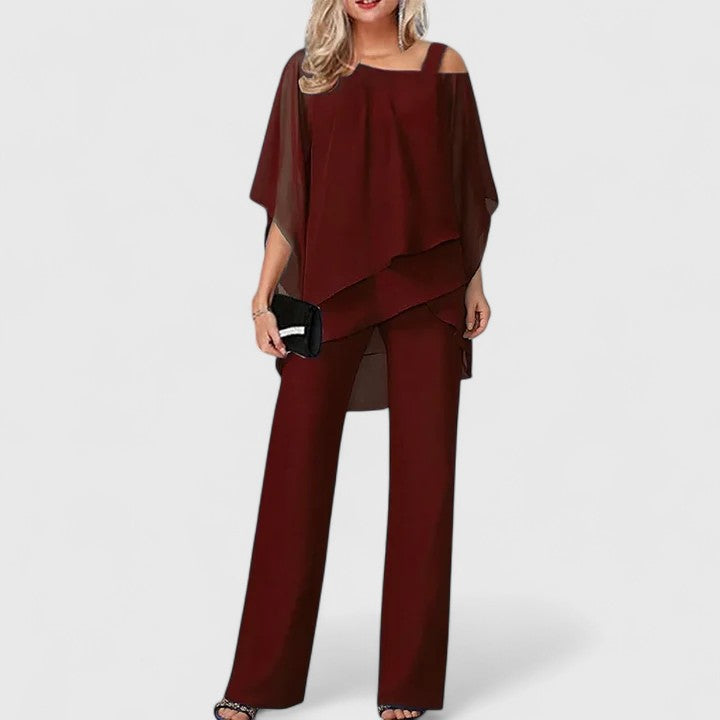 Autumn - Women's Asymmetrical Overlay Palazzo Pant Set