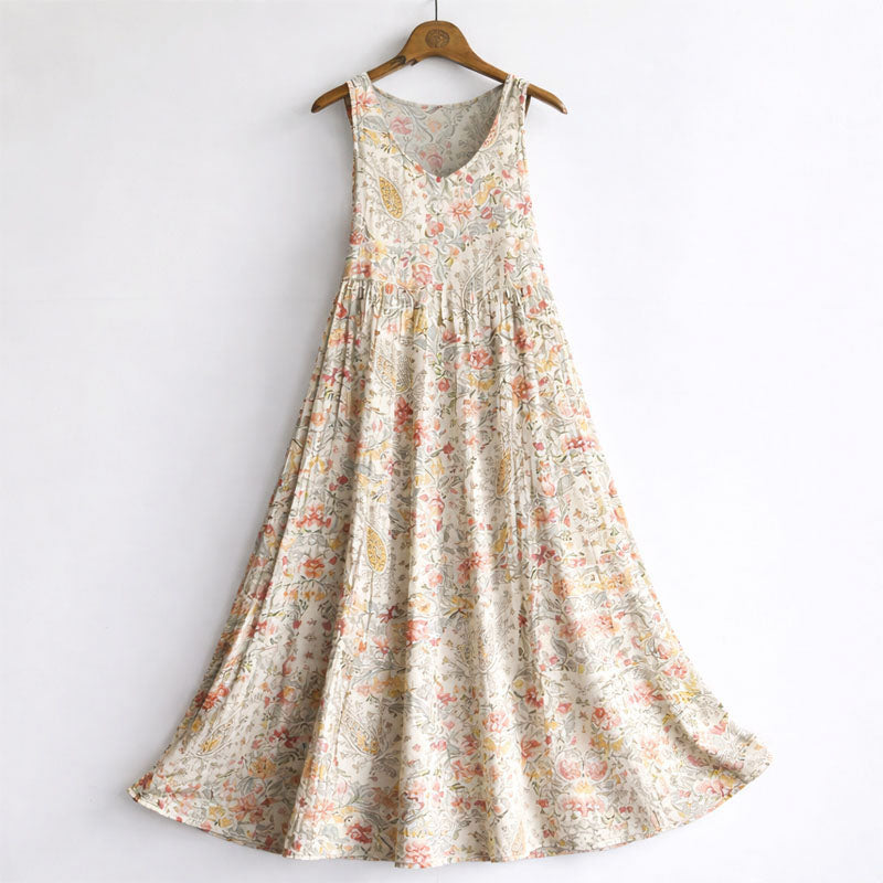 Avelina - Women's Striped Bohemian Print Sleeveless Dress